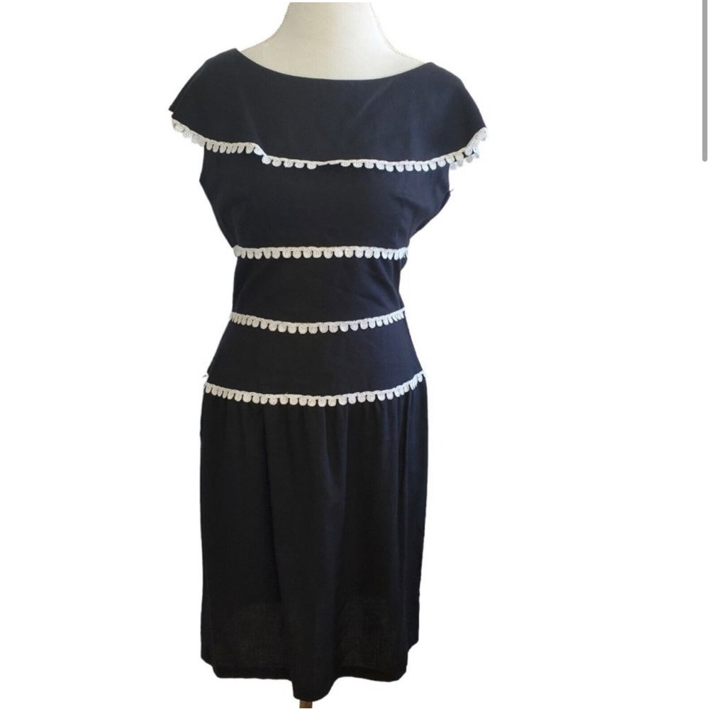 Deadstock Lanz of Salzburg Black sheer dress knee length medium